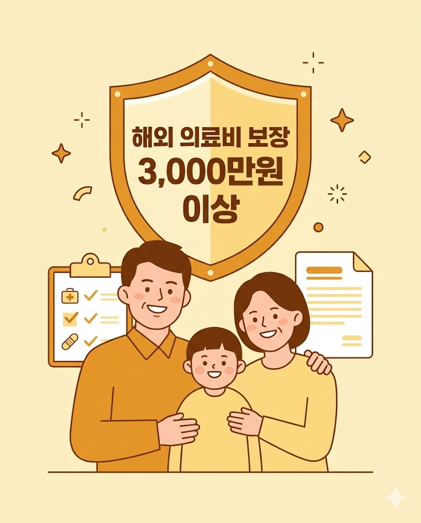 아이 동반 해외여행 여행자보험 해외의료비 보장 일러스트 