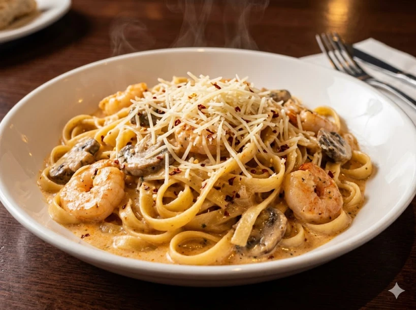 아웃백 투움바 파스타 크림소스 실사 이미지 