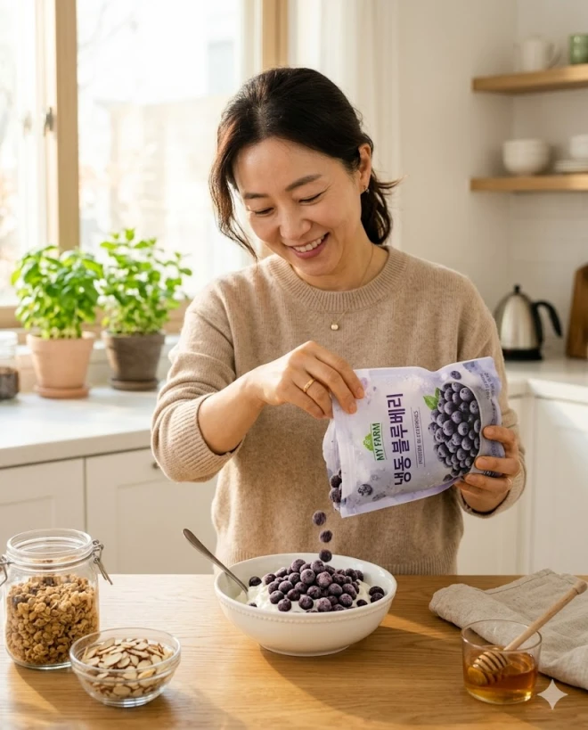 냉동 블루베리 요거트 넣는 법 해동 없이 바로 섭취 