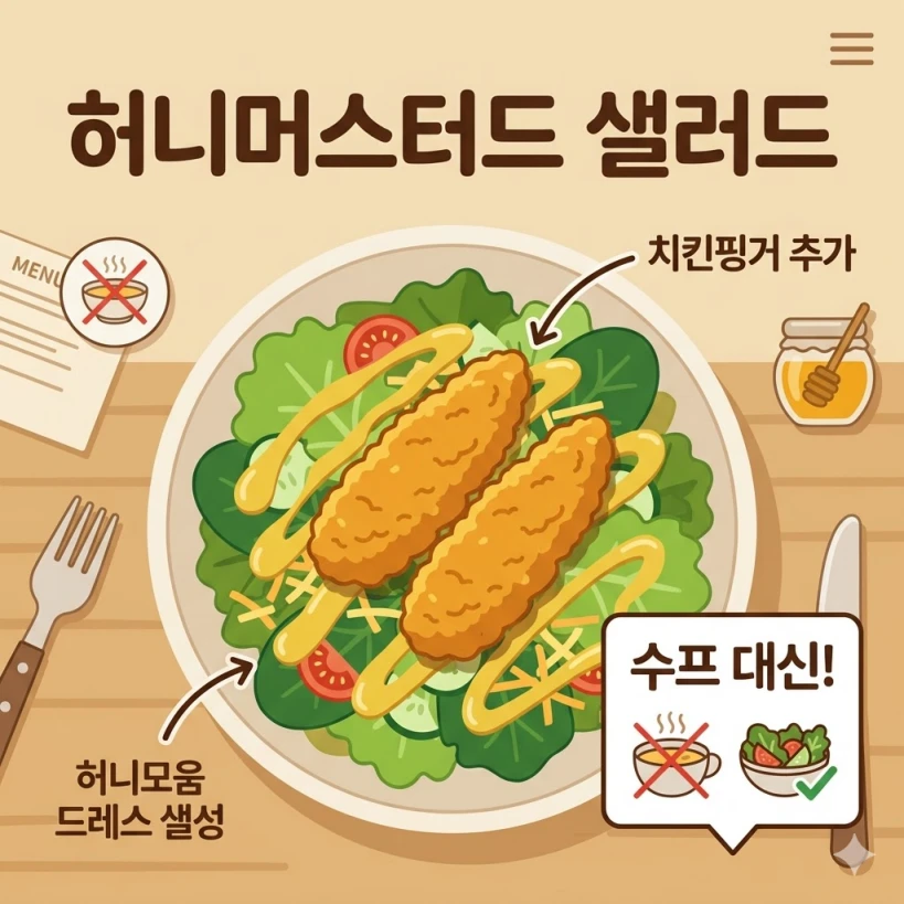 아웃백 허니머스터드 샐러드 치킨핑거 꿀팁 구성 