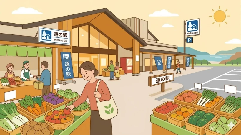 오키나와 미치노에키 직판장 이용 방법 일러스트 