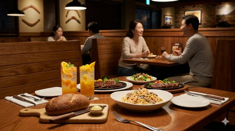 아웃백 런치 메뉴 추천 조합 인포그래픽 