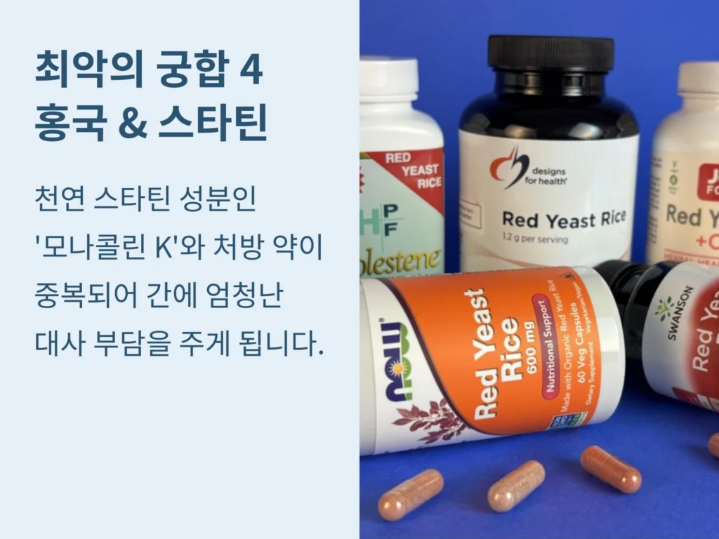 홍국 추출물과 스타틴 약물의 성분 중복으로 인한 간 대사 부담 설명