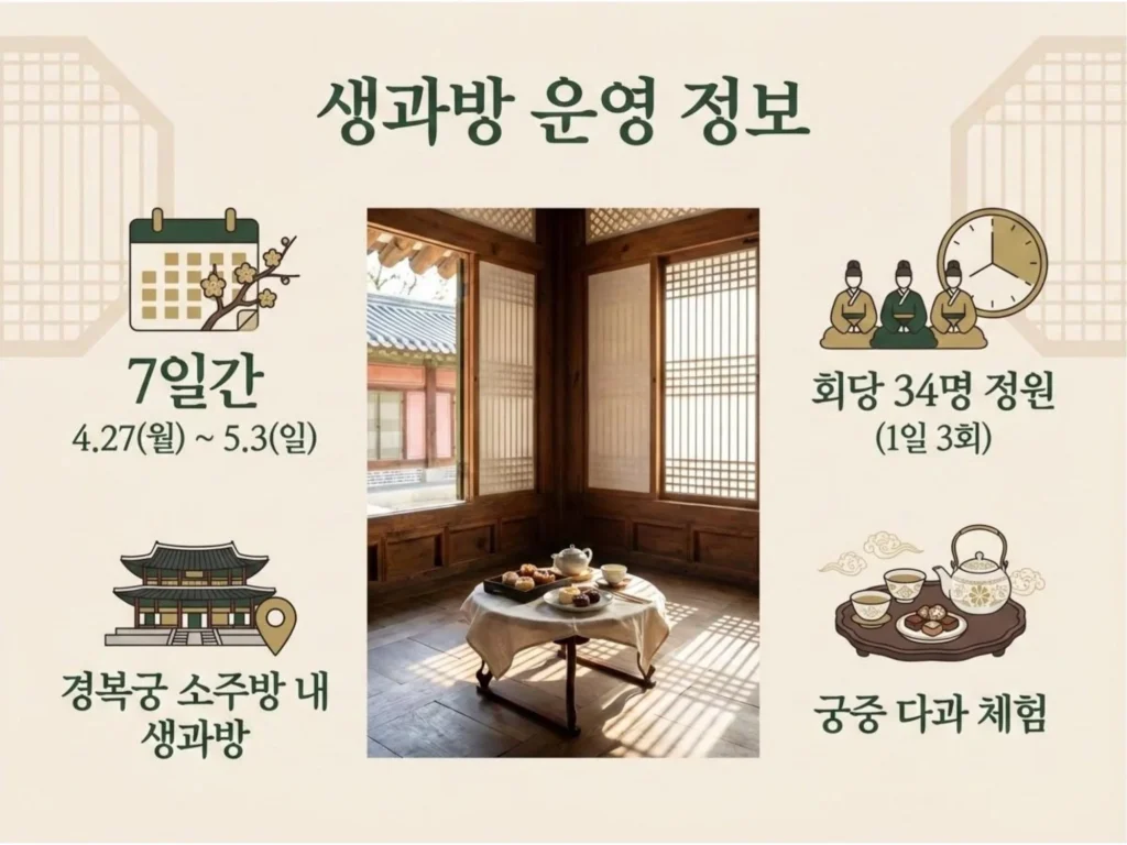 경복궁 생과방 운영 기간 및 시간, 참여 인원 등 운영 정보 안내