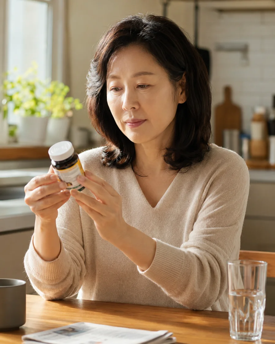루버스오일 제품 성분을 확인하며 건강을 챙기는 일상 모습