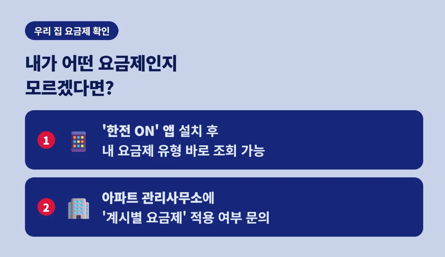 한전 ON 앱과 관리사무소를 통한 우리 집 전기요금제 유형 확인 방법 안내