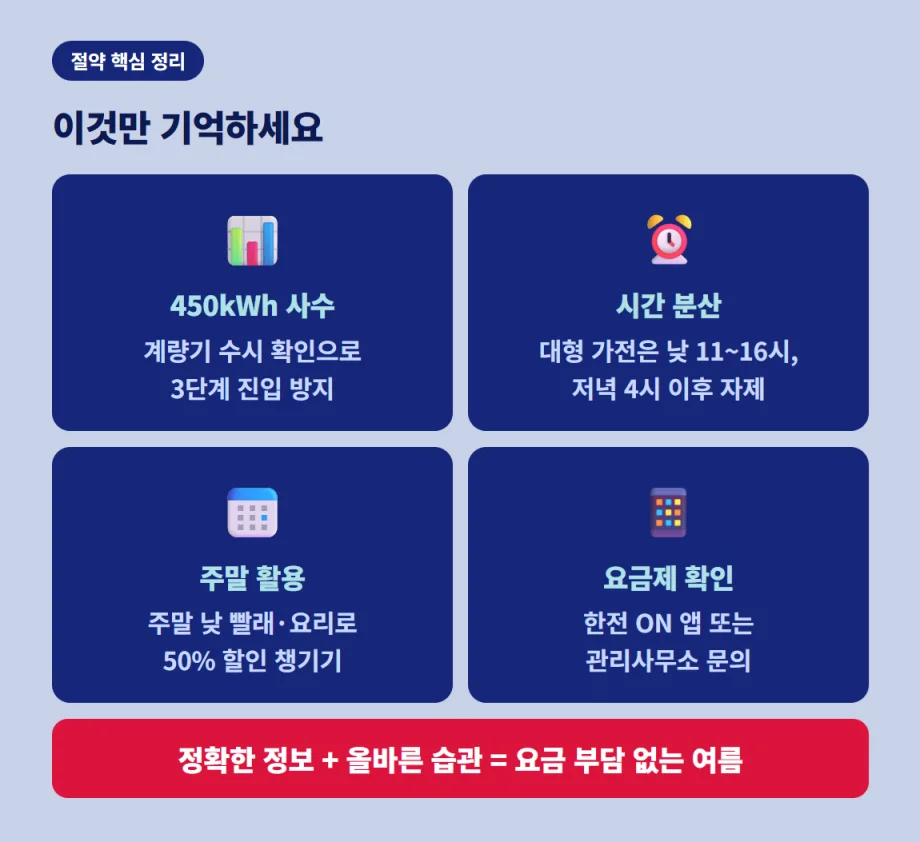 누진세 방지 및 시간대별 사용 분산 등 2026년 5월 전기요금 절약 핵심 수칙 요약