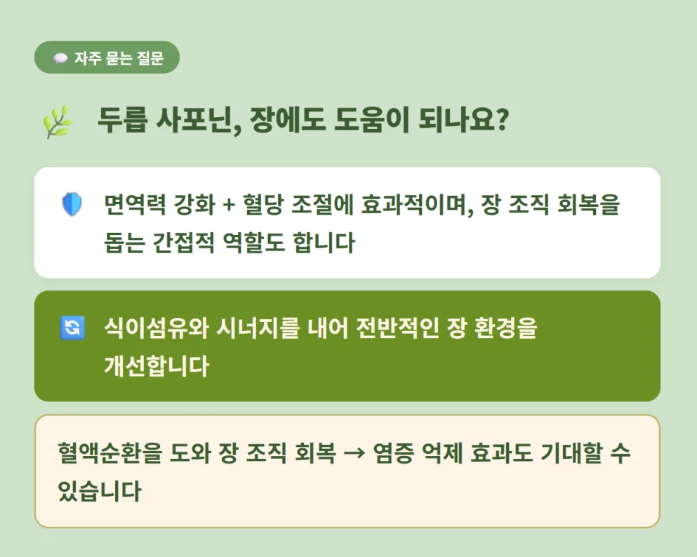 두릅 속 사포닌 성분이 장 조직 회복과 염증 억제, 면역력 강화에 주는 효과 Q&A