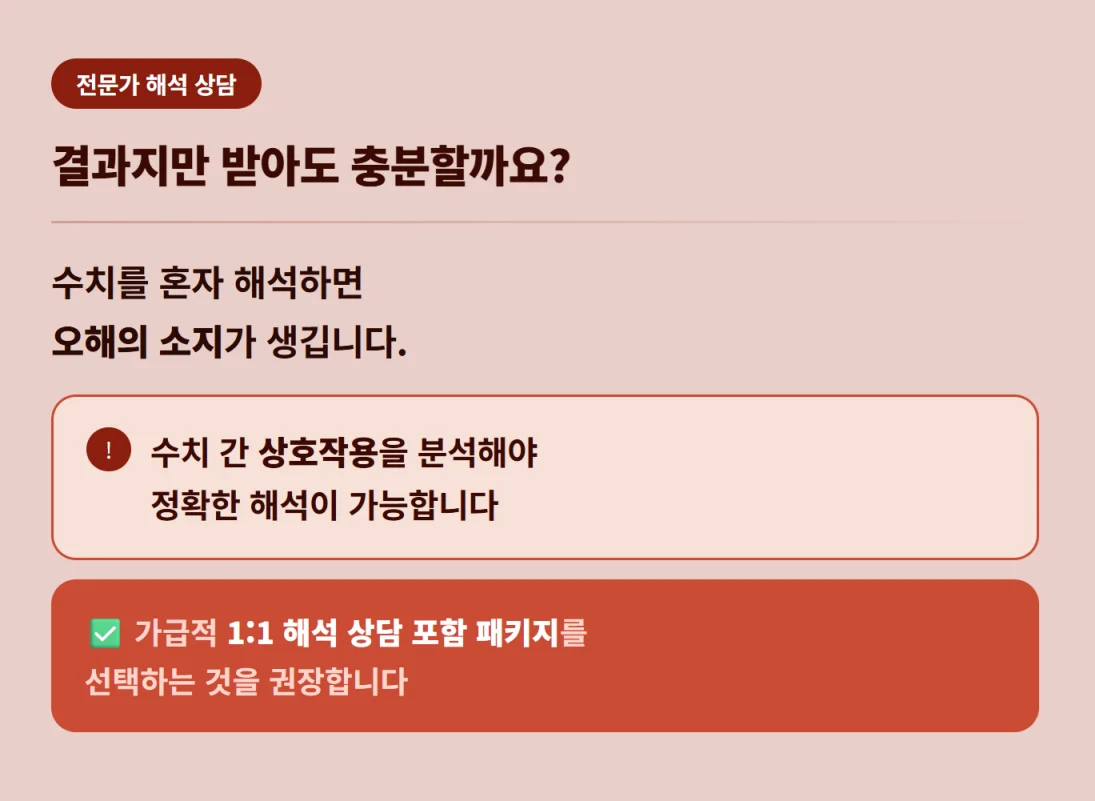 정확한 기질 분석을 위한 전문가 1:1 해석 상담의 중요성과 오해 방지 권장 사항