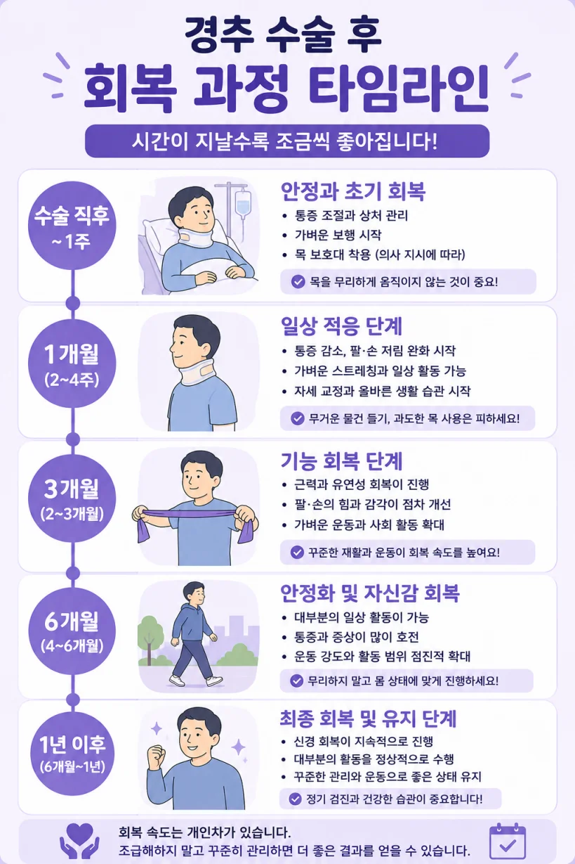 경추척수증 수술 후 회복 기간 타임라인
