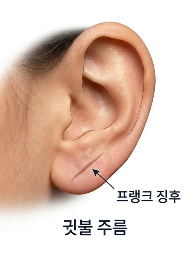 귓불 주름 프랭크 징후 혈관 건강 신호 설명 일러스트