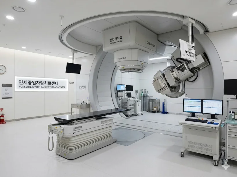 중입자치료 치료실 전경 연세암병원 탄소이온 방사선치료 장비