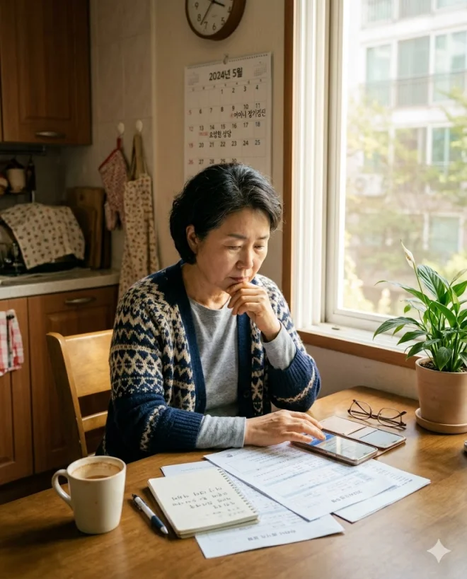 부모님 복지 혜택을 알아보는 자녀의 모습