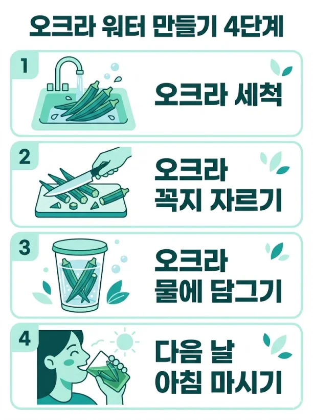 SNS에서 유행한 오크라워터 만드는 법 인포그래픽 한글