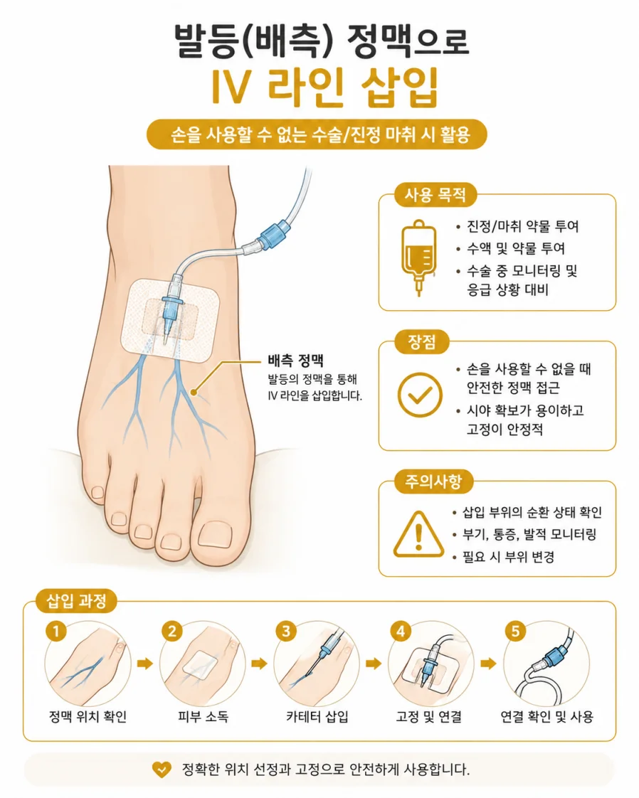 손목터널증후군 양손 동시 수술 당일 발등 정맥 마취 일러스트