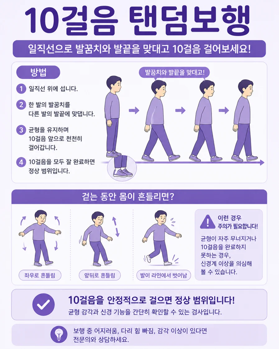 경추척수증 탠덤보행 테스트 방법 일러스트
