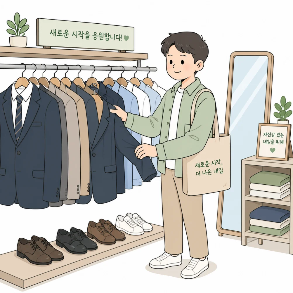 면접 정장 무료 대여 희망옷장 일러스트