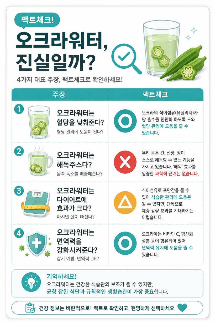 오크라워터 SNS 주장 팩트체크 한글 카드뉴스 스타일 일러스트