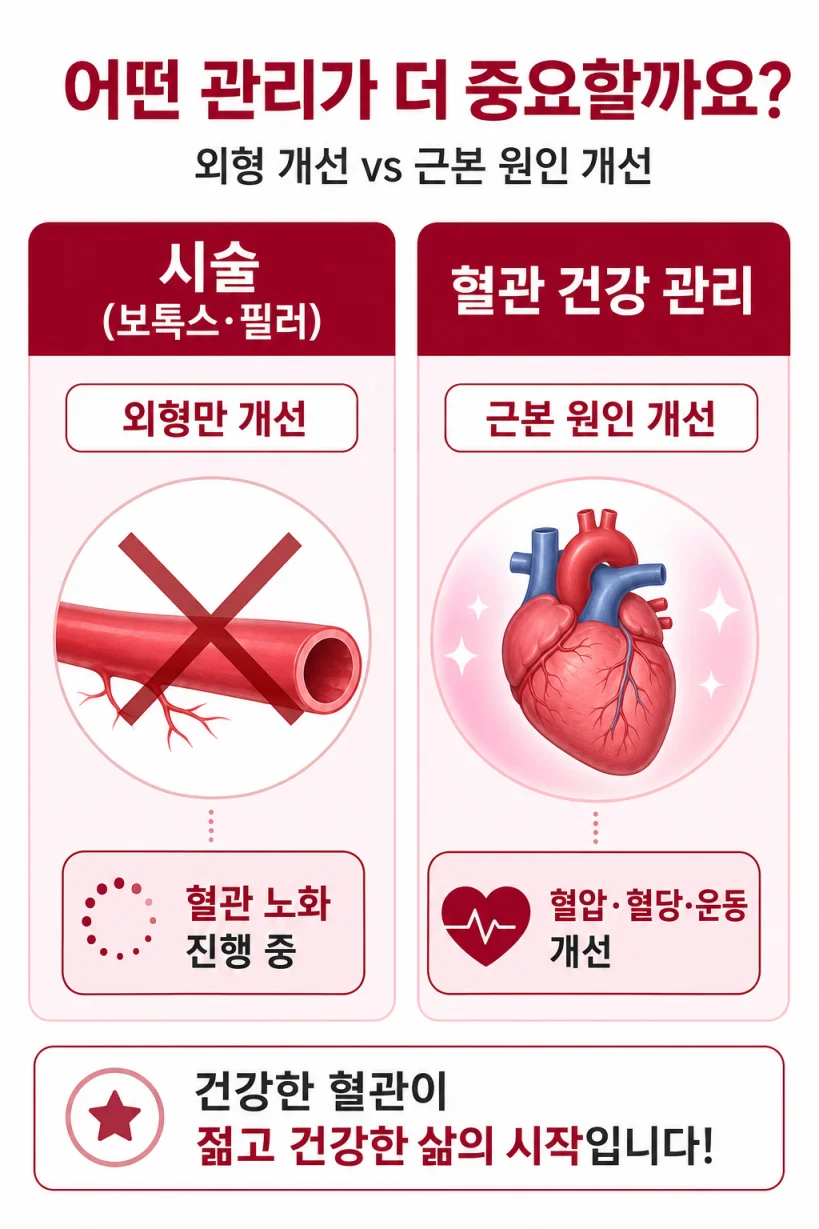 귓불 주름 시술 한계 혈관 건강 비교 인포그래픽