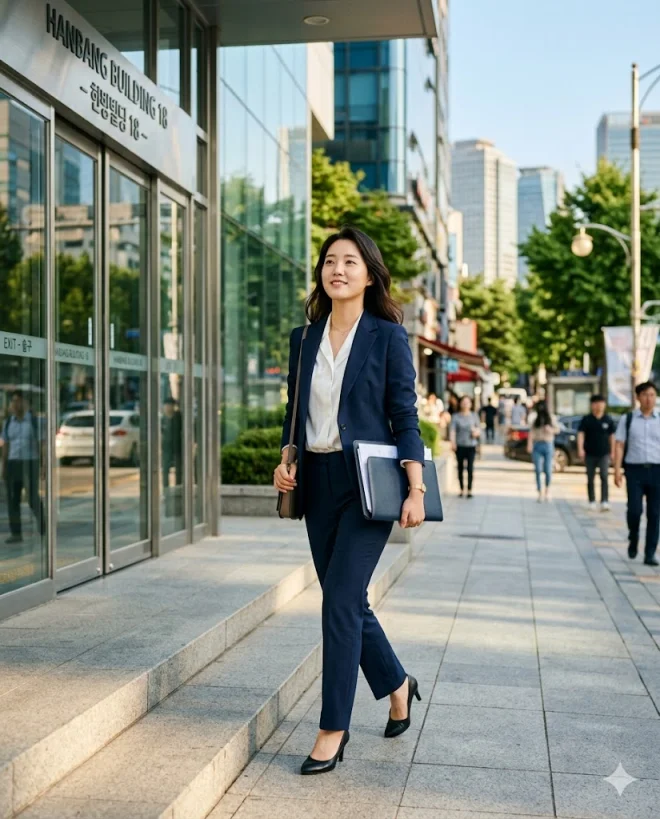 면접 준비를 마친 자신감 있는 청년