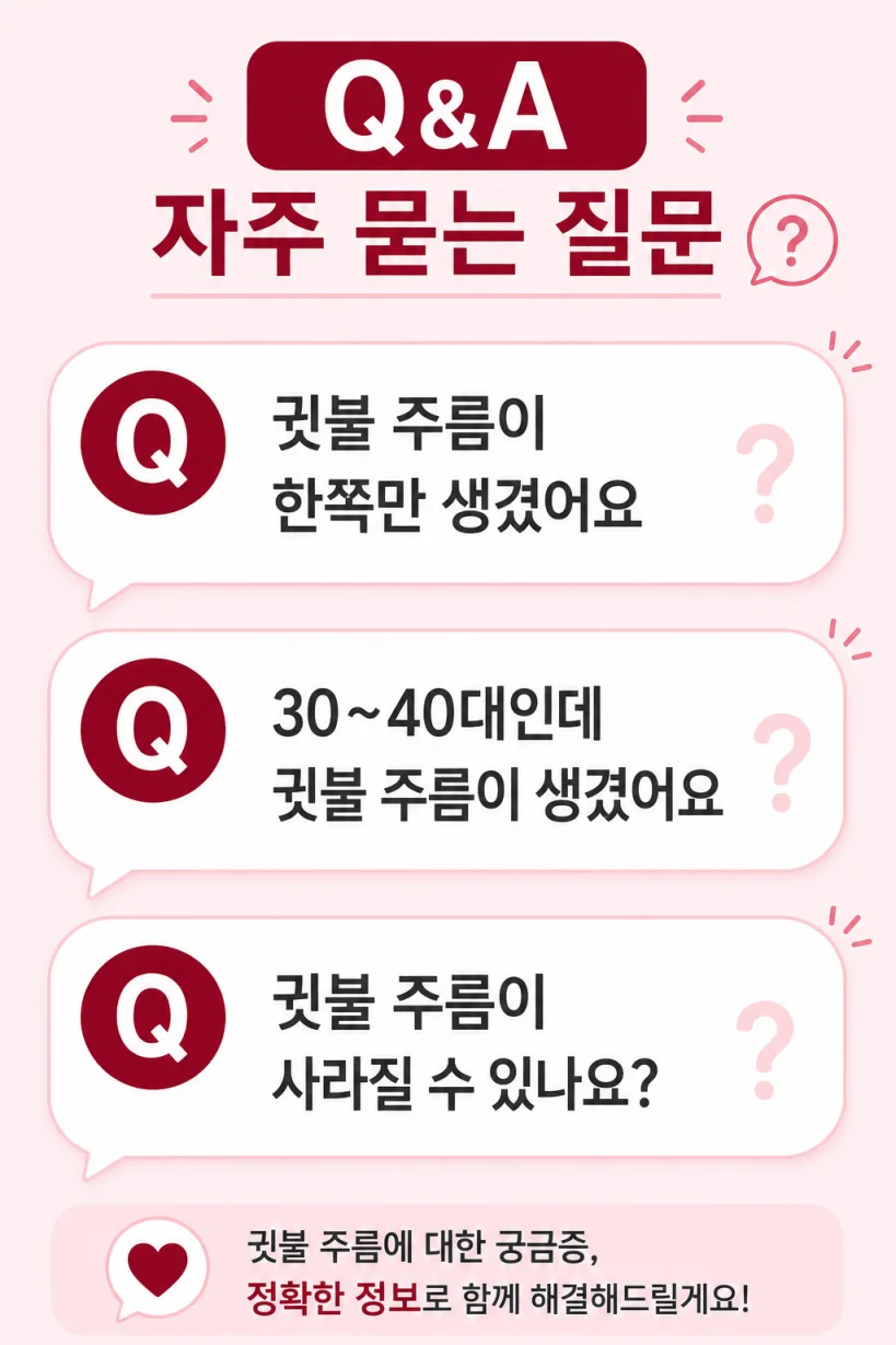 귓불 주름 자주 묻는 질문 FAQ 카드 일러스트