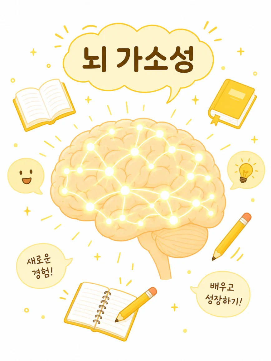 뇌 가소성과 독서 습관 관계 플랫 일러스트