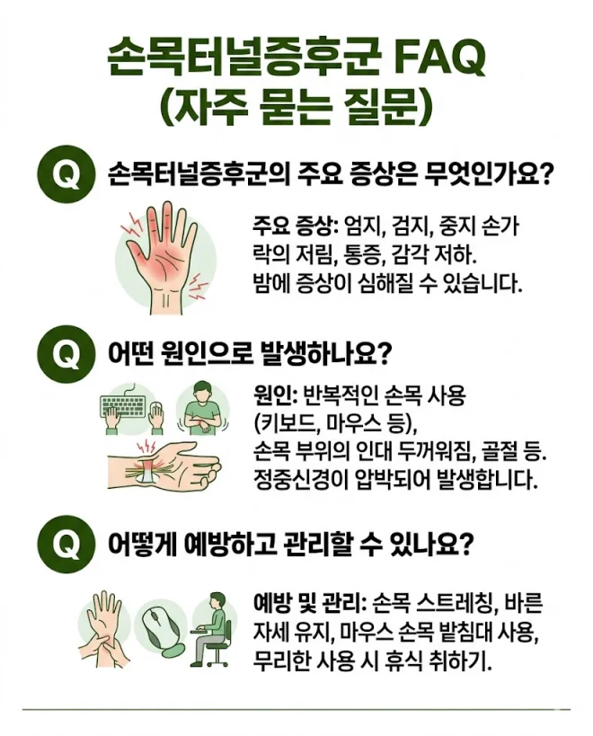 손목터널증후군 FAQ 자주 묻는 질문 인포그래픽