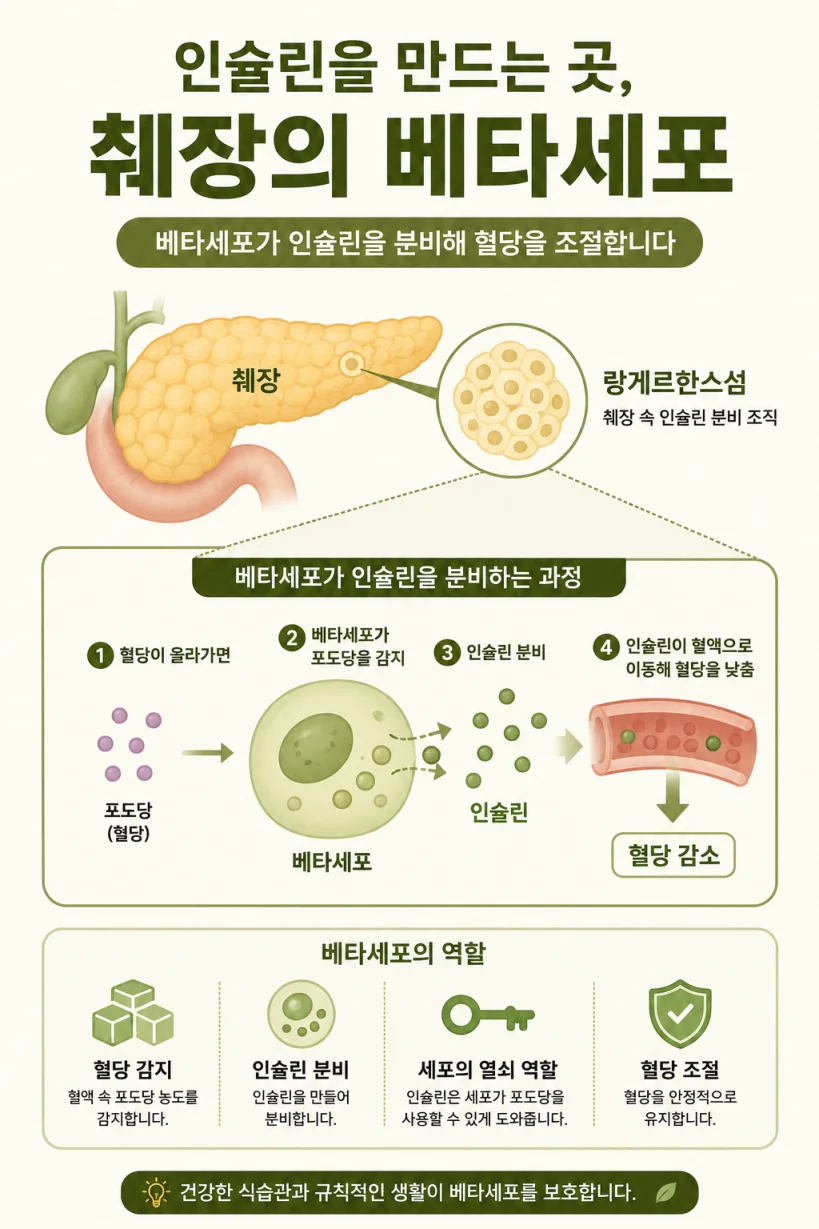 췌장 베타세포와 인슐린 분비 의학 일러스트