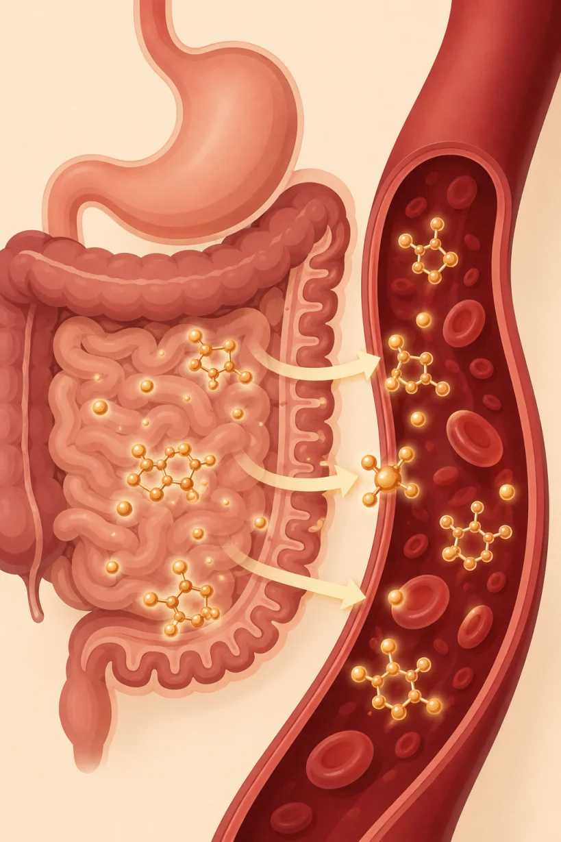 실리마린이 흡수되는 과정 일러스트