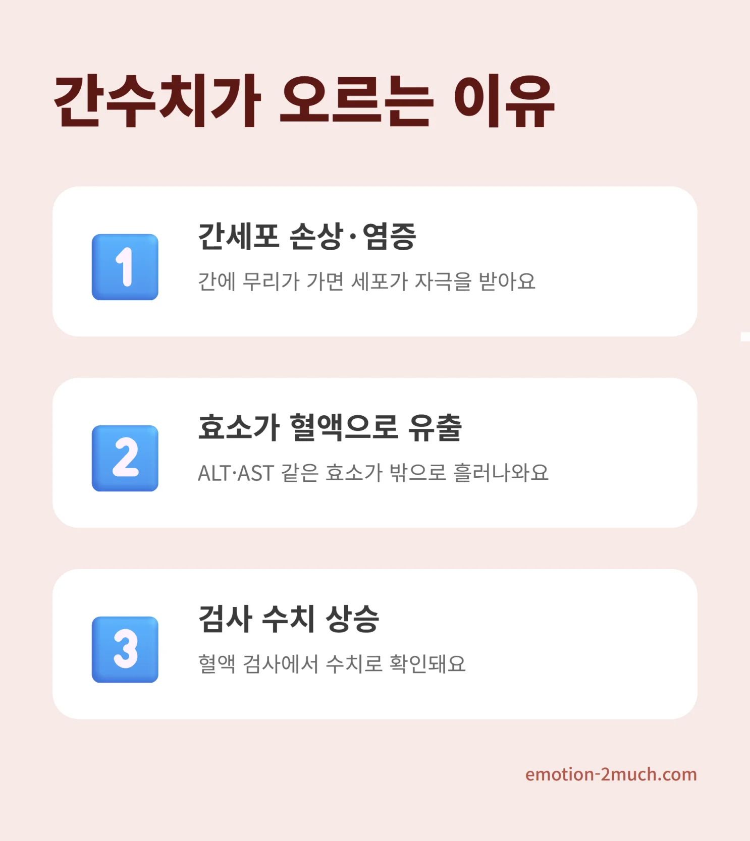 간세포 손상부터 수치 상승까지의 과정