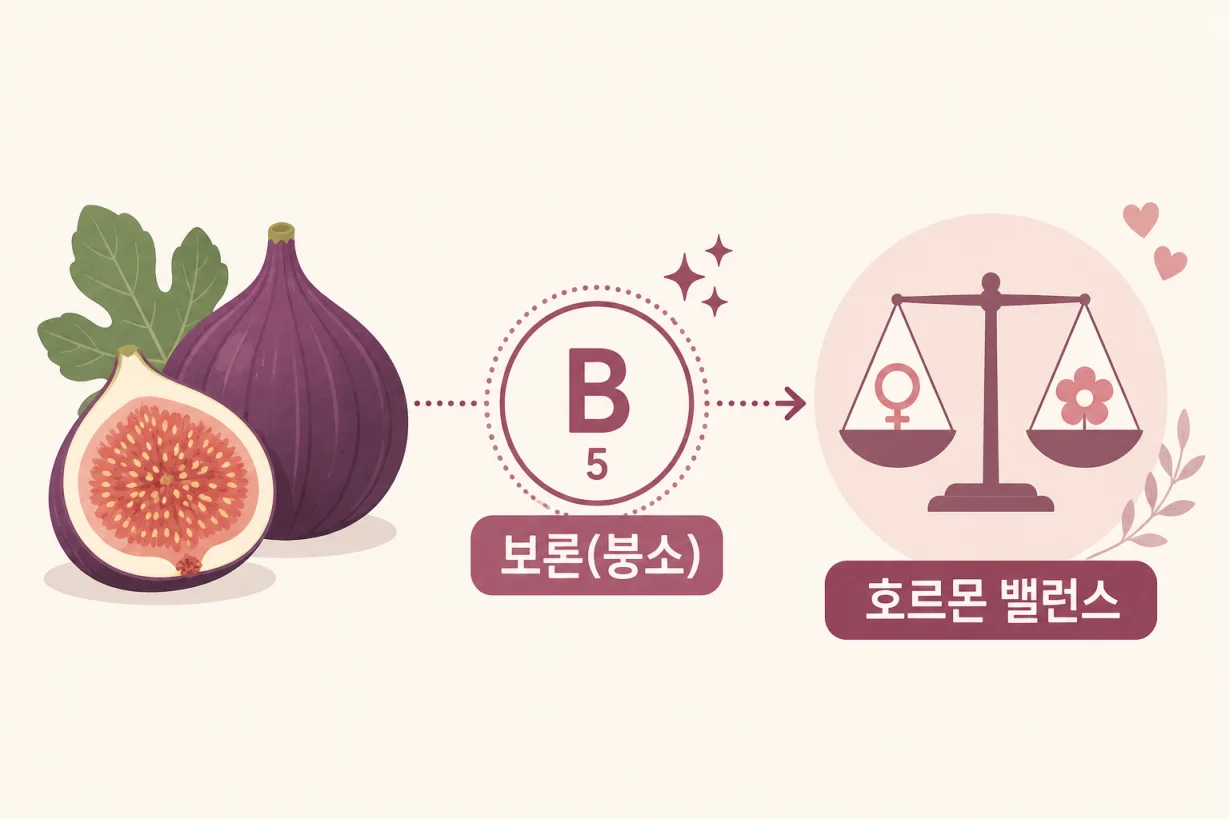 보론과 여성호르몬 밸런스 개념을 표현한 일러스트