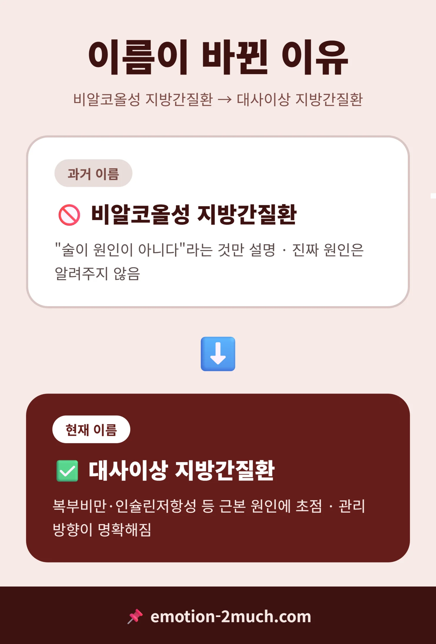 비알코올성→대사이상 지방간질환 이름 변경 배경 인포그래픽