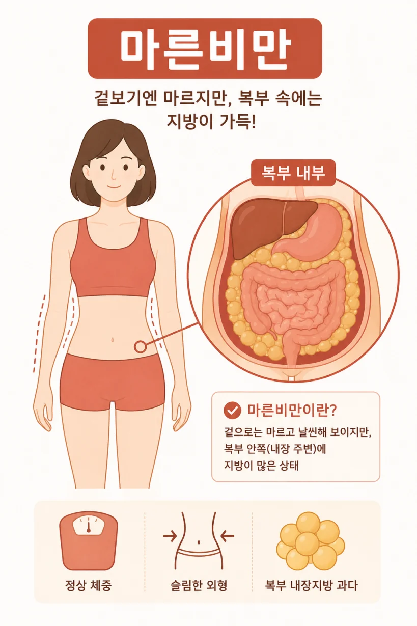 마른 비만과 내장지방을 표현한 일러스트