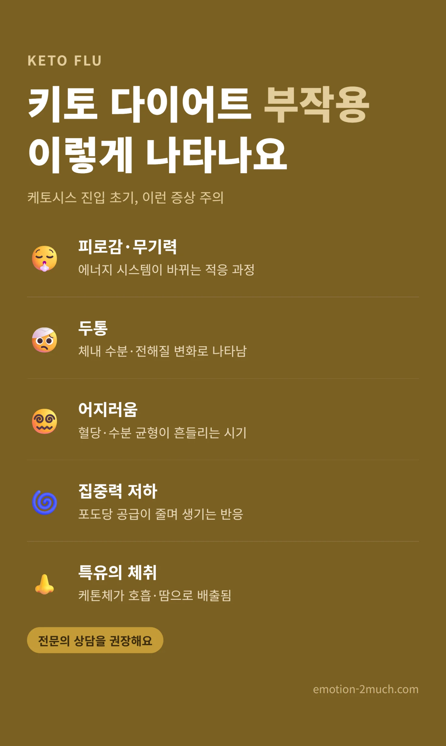 키토 다이어트 부작용 키토플루 증상 체크리스트