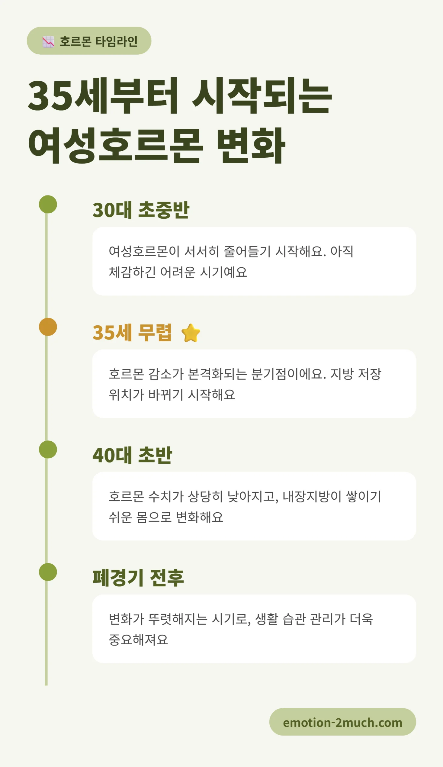 여성호르몬 변화 타임라인 인포그래픽