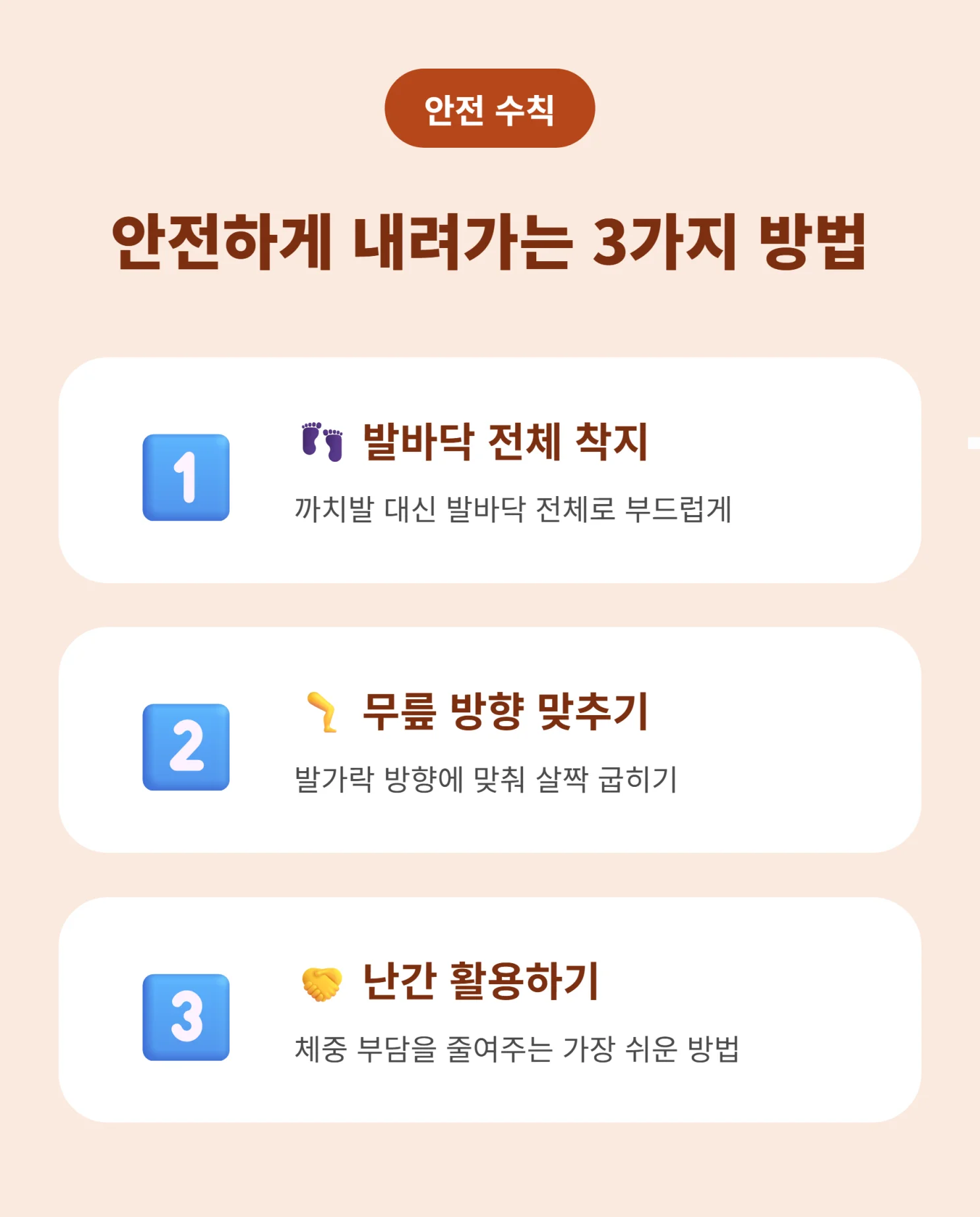 안전하게 내려가는 3가지 방법 인포그래픽