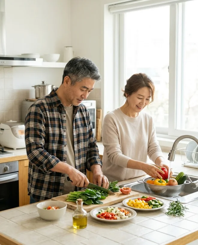 건강한 식단과 운동 등 생활습관 개선 모습