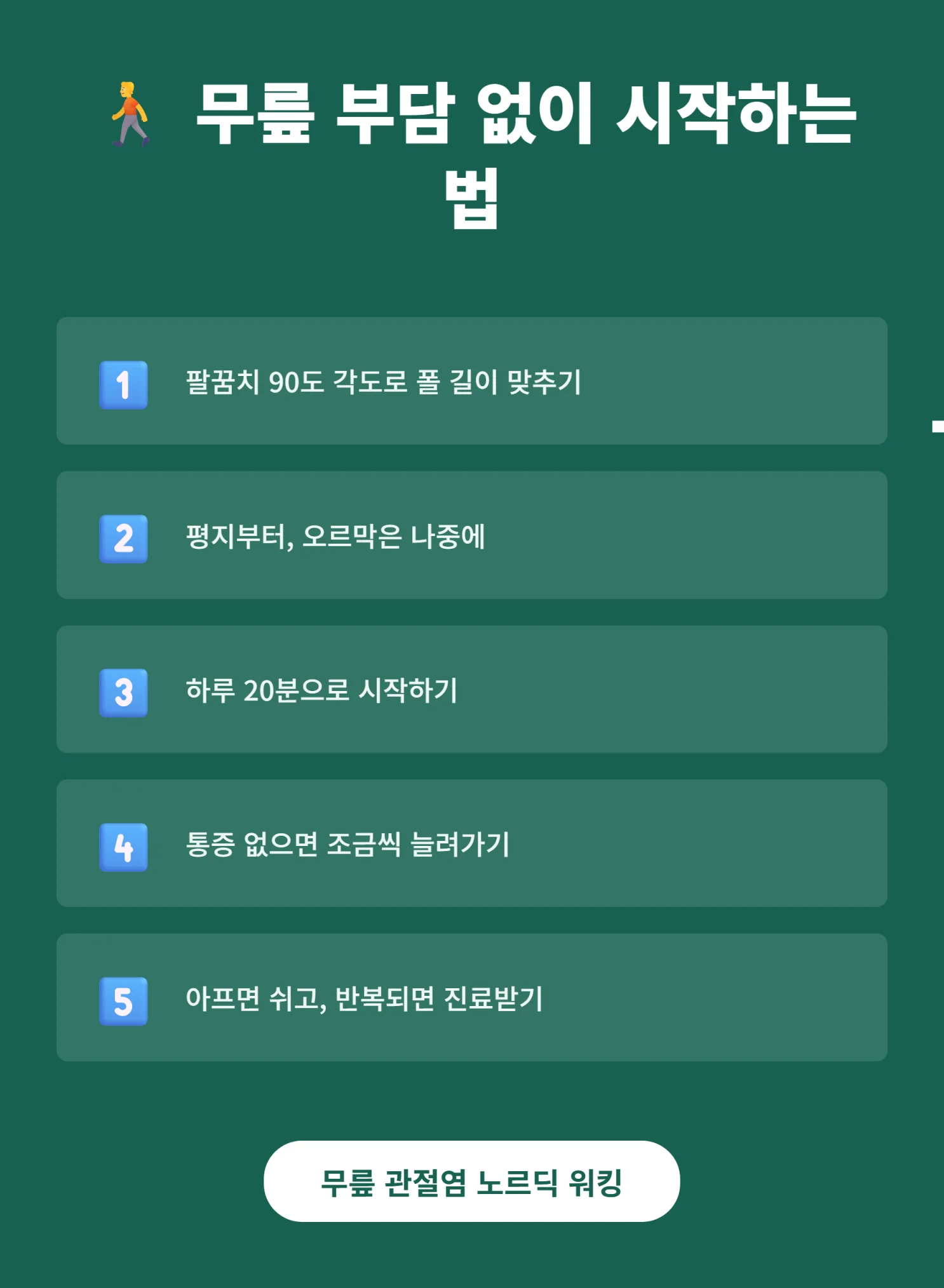 무릎 부담 없이 노르딕 워킹 시작하는 5가지 방법 체크리스트