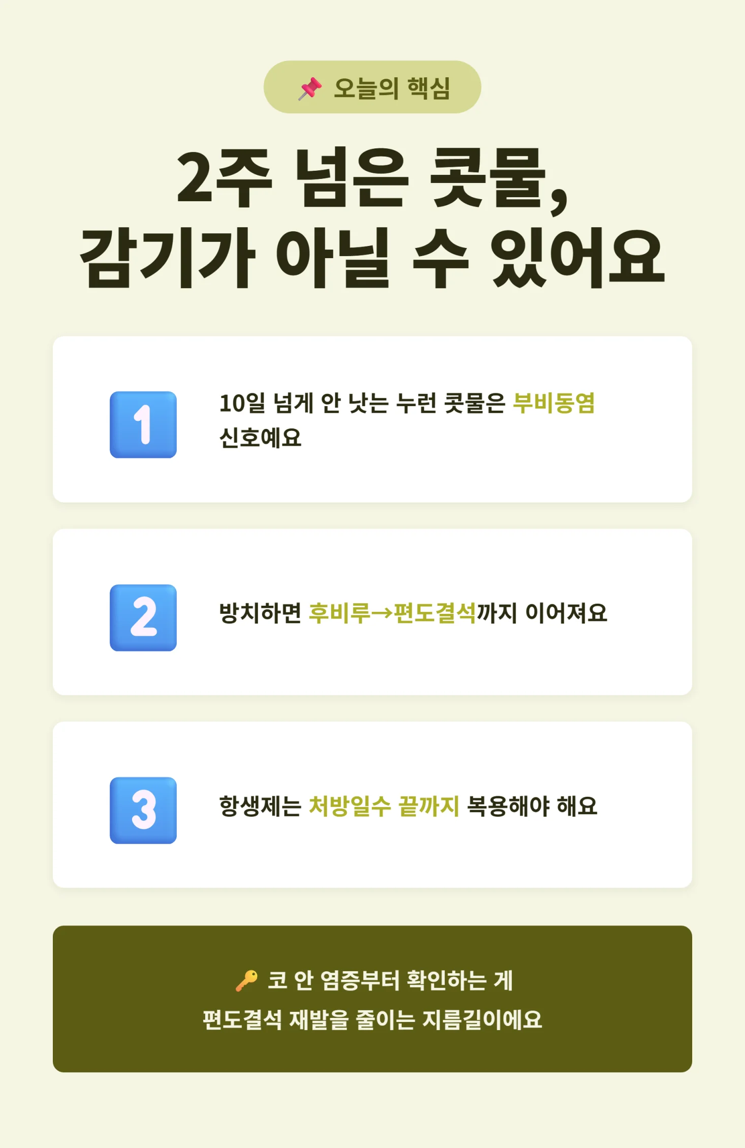 부비동염 증상과 편도결석 연결을 정리한 핵심 요약 인포그래픽