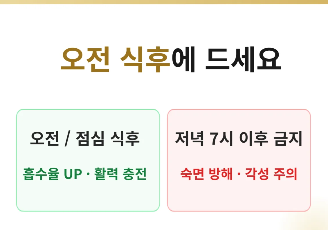 홍삼 Rg3 복용 시간 오전 식후 권장 안내 인포그래픽