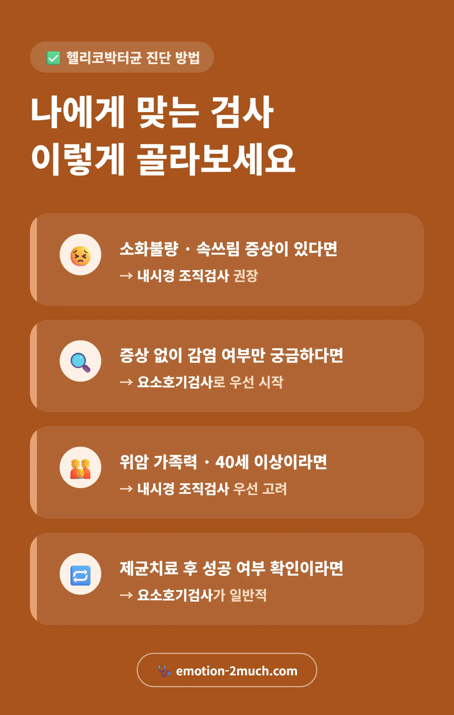 검사 선택 체크리스트 인포그래픽