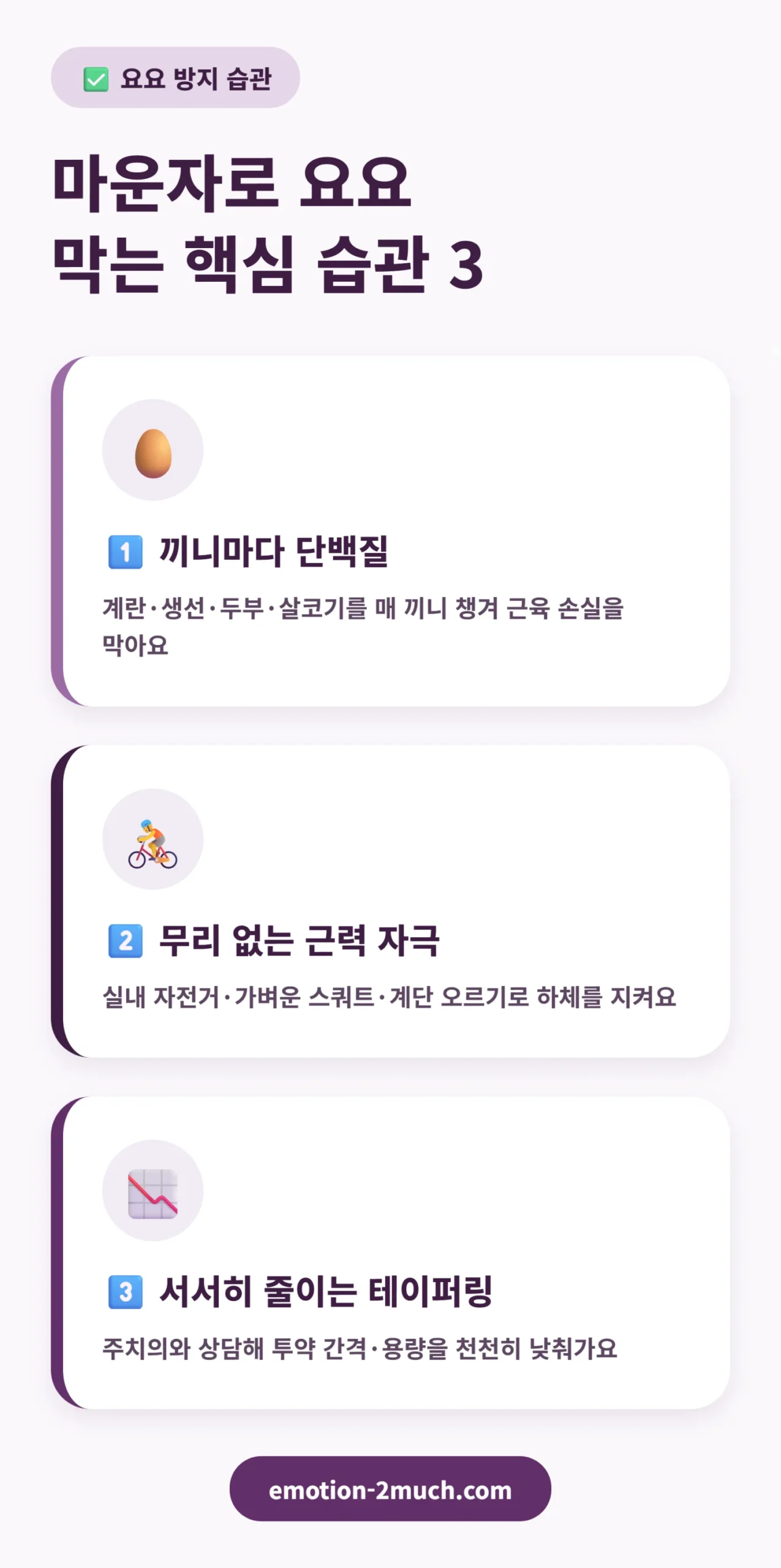 마운자로 요요 방지 핵심 습관 3가지 인포그래픽