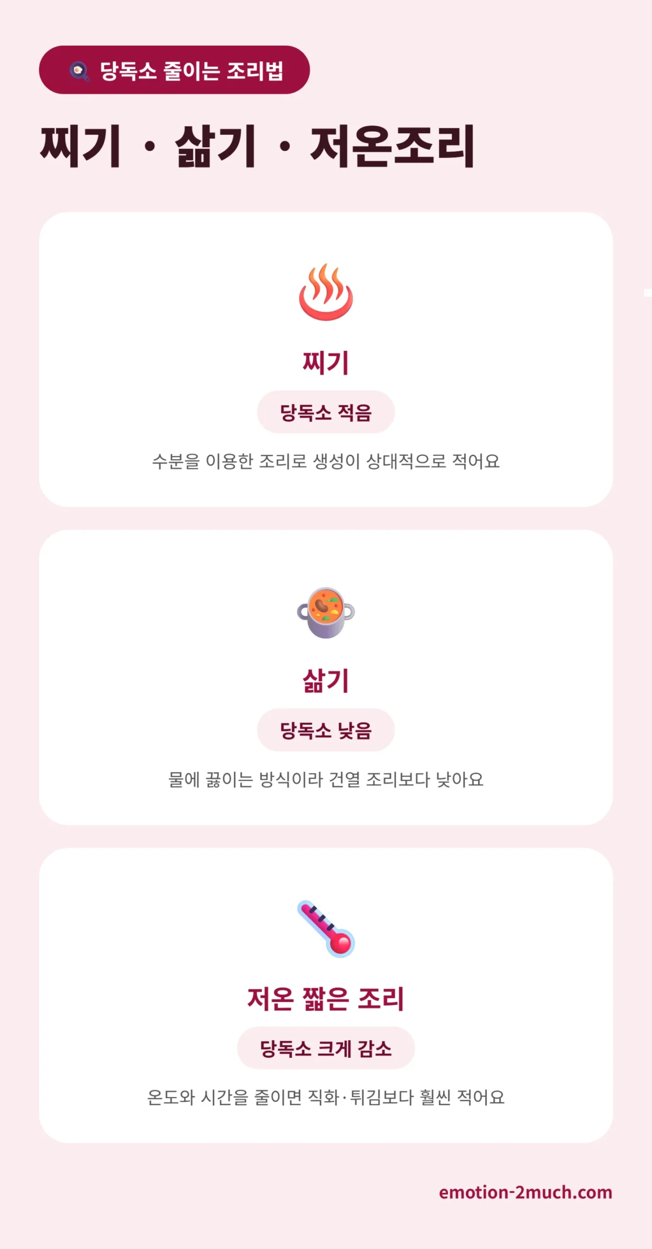 당독소 줄이는 저온 조리법 3가지 체크리스트