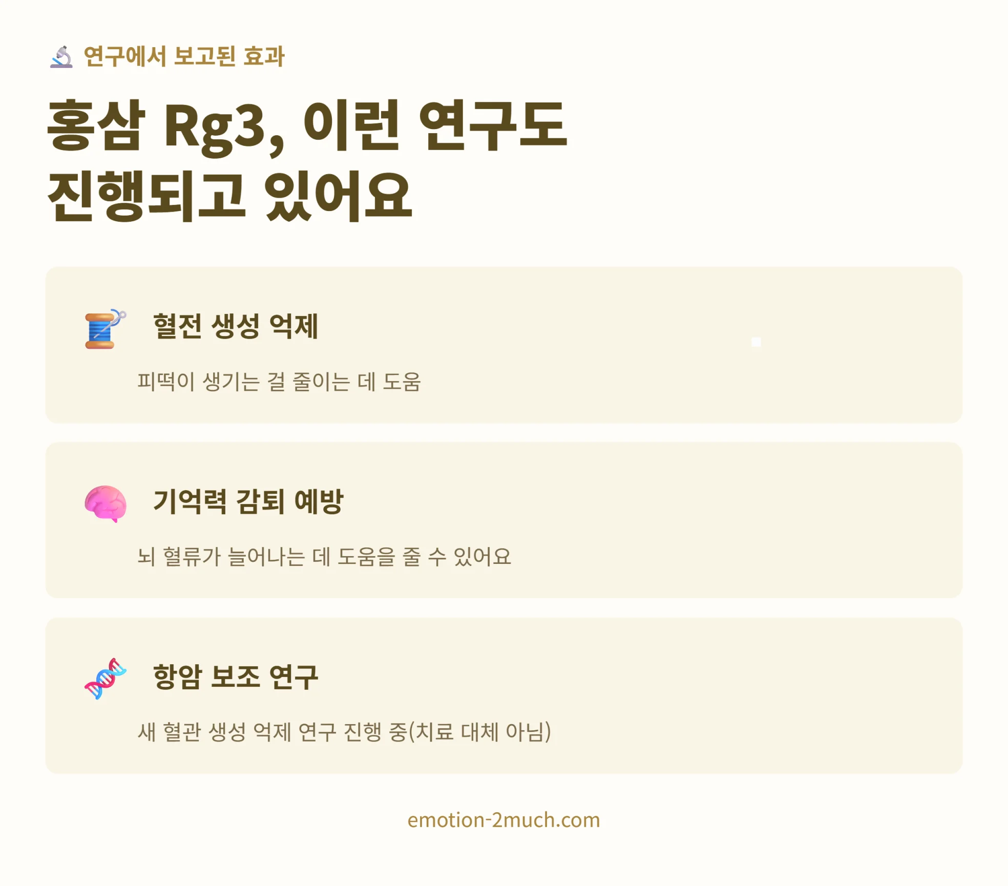 연구에서 보고된 홍삼 Rg3 효과 3가지