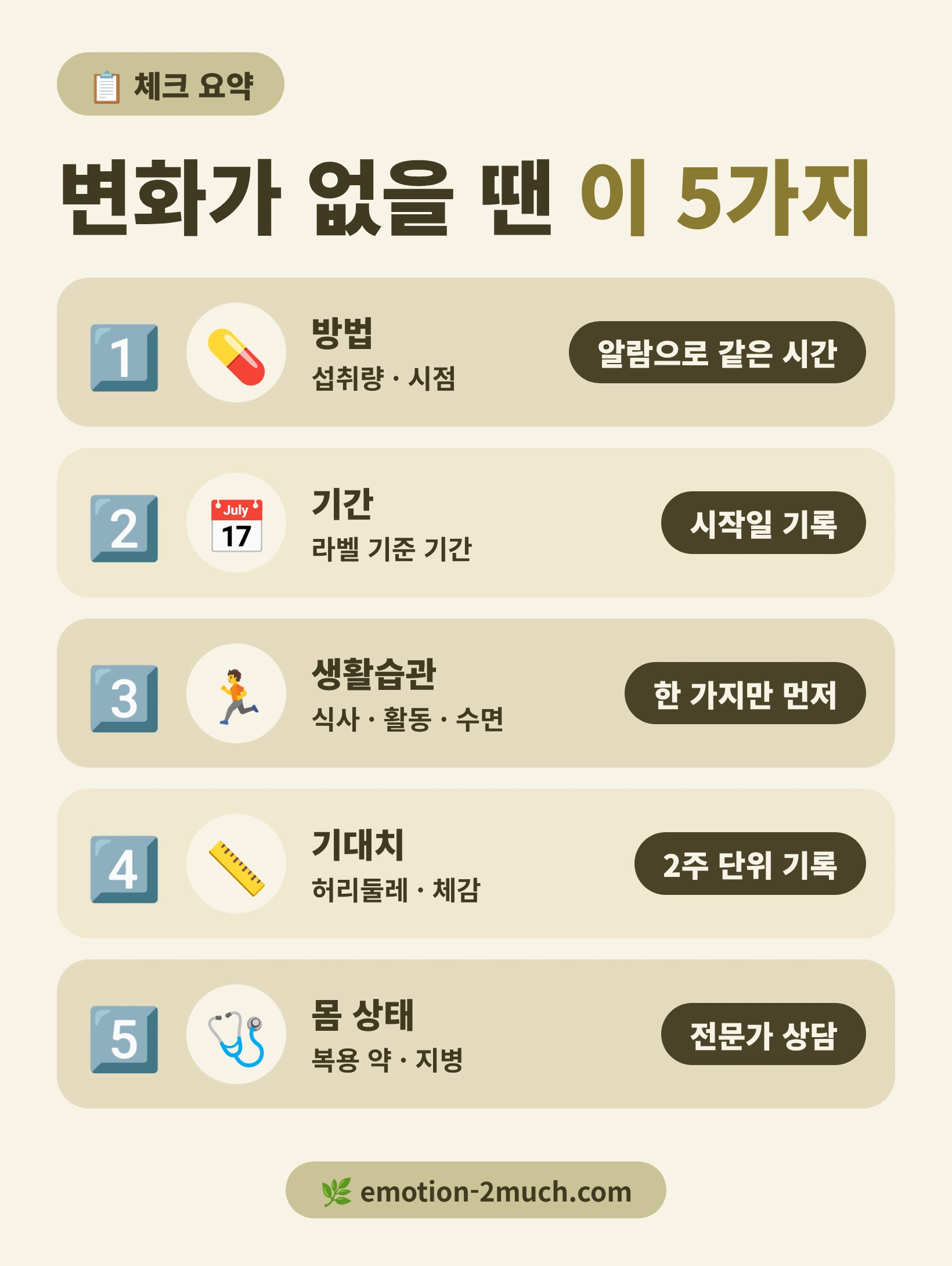 파라다이스 그레인효과를 위해 변화가 없을 때 확인할 5가지 체크 요약 인포그래픽