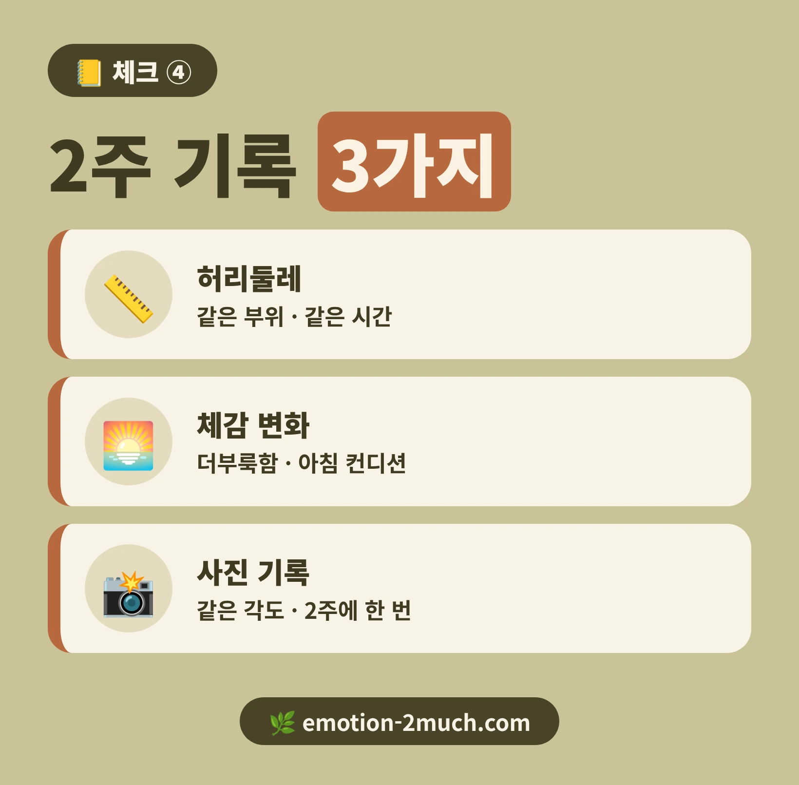 허리둘레 체감 변화 사진을 2주마다 기록하는 방법 인포그래픽